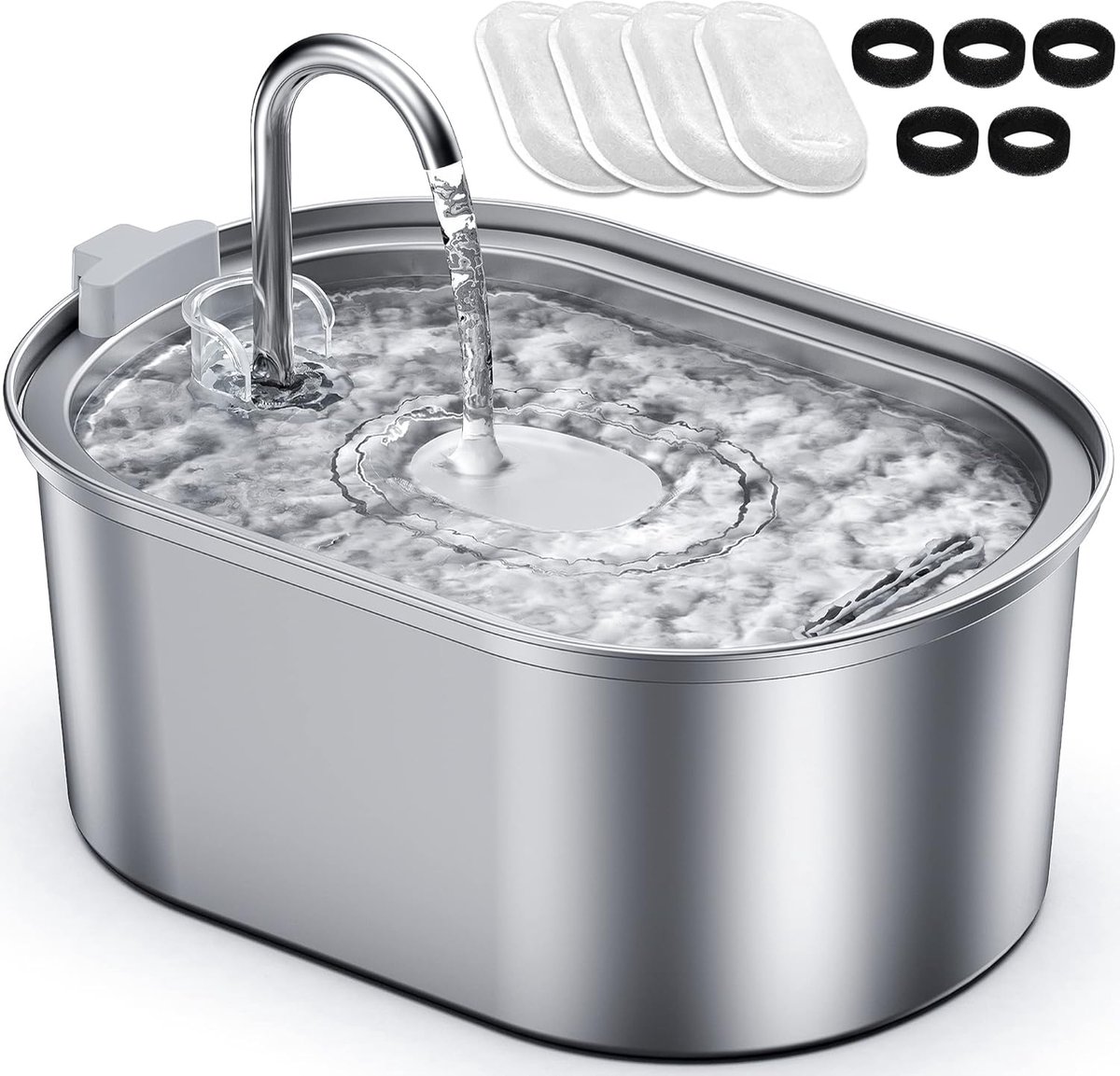 Drinkfontein Huisdieren - Automatische Waterbak - Frisse Drank Zorgen - Stil En Hygiënisch - 3.2 Liter Capaciteit - Grijs