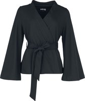 Gothicana Zwarte kimono-blazerjas met ceintuur - Dames - L