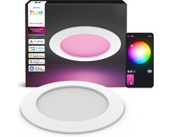 Philips Hue dunne LED inbouwspot - badkamerverlichting - GU10 fitting - bevat 1 inbouwspot - aanpasbaar wit en gekleurd licht - wit - IP44: spatwaterdicht - Ø: 170mm - slimme verlichting