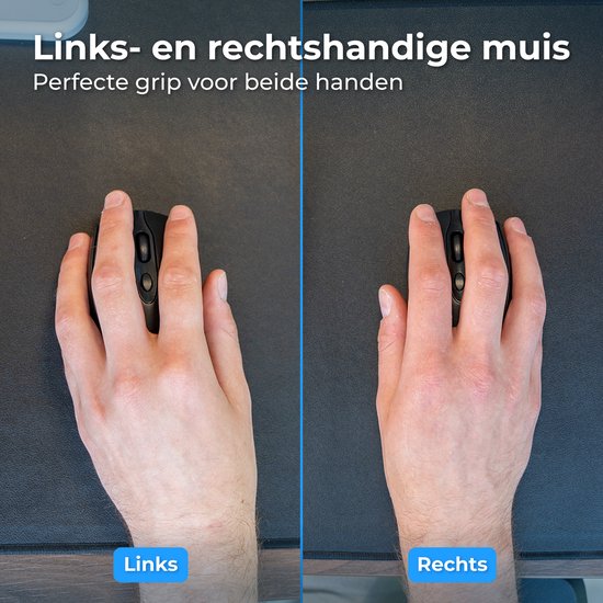 Nuvance Draadloze Muis - Bluetooth Muis - Muis Draadloos - Ergonomische Muis Rechtshandig & Linkshandig - Stil - Computermuis