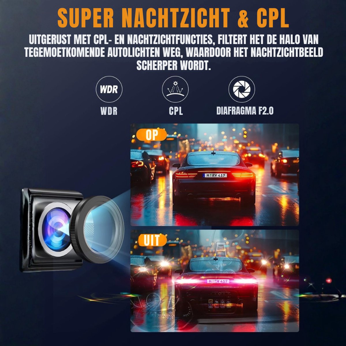 TIM® Dashcam voor Auto Voor en Achter - Dashcam - Zwart - 22cm x 14cm x 6cm – foto 2