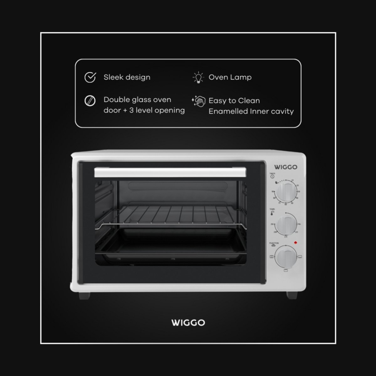 Wiggo WMO-E353(W) - Vrijstaande Mini Oven - Electrisch - 50 CM - 35 liter - 1800 W - 5 Jaar Garantie - Wit – foto 5