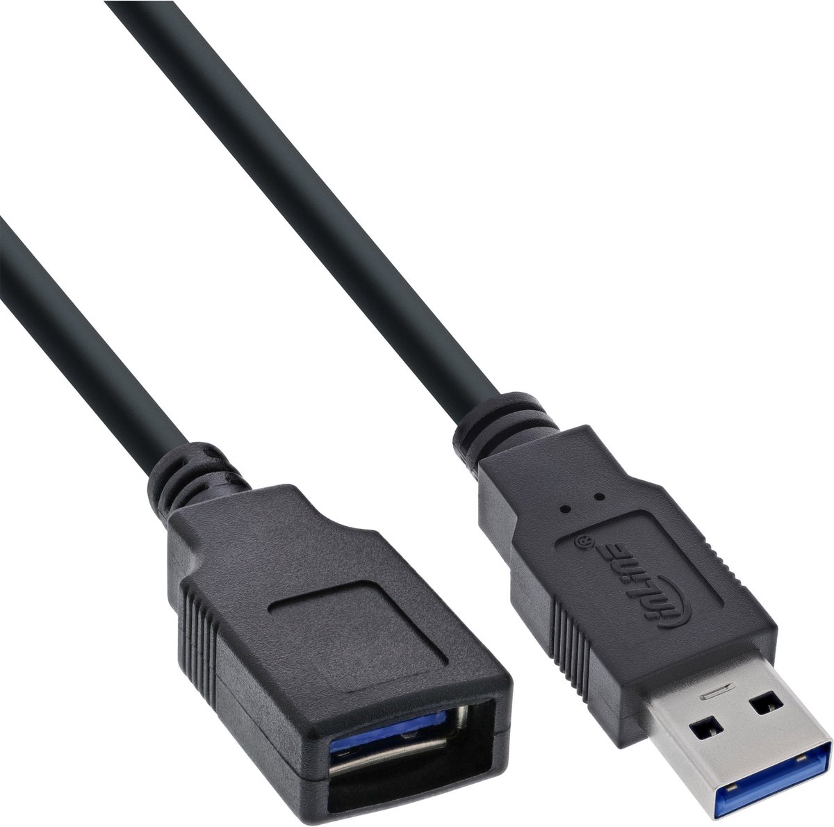 USB naar USB (volledig bedekt) verlengkabel - USB3.0 - tot 2A / zwart - 2,5 meter