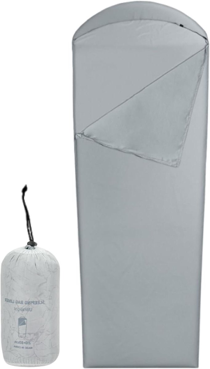 Slaapzak Binnenhoes - Reislaken Liner - Kamperen Reizen - Hygiënische Bescherming - 210x80 cm - Grijs
