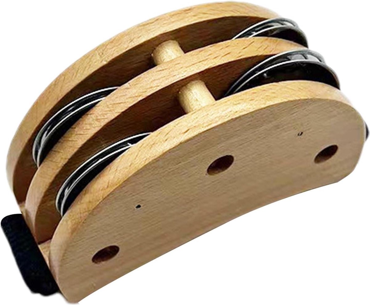 Voet Tamboerijn - Percussie Accessoire - Muziek Maken - Robuust Houten Frame - 10 cm - Houtkleur