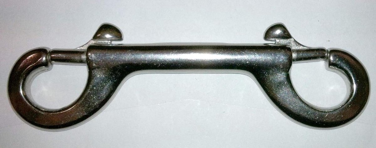 Dubbele Karabijn - Roestvrij Staal - Duikuitrusting Bevestigen - Bedienbaar met handschoenen - 100 mm - Zilverkleurig
