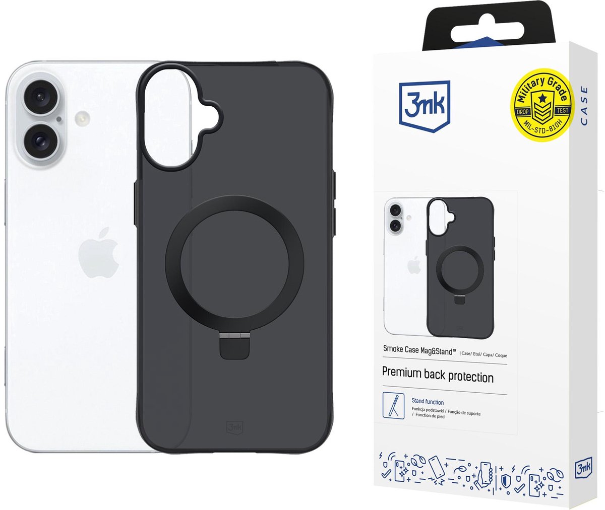 3Mk Smoke Case Mag&Stand Voor Apple Iphone 17 Bescherming Met Magnetische Standaard