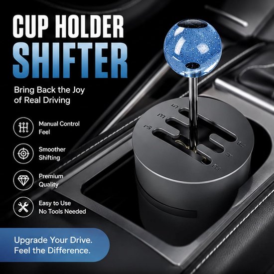 Bekerhouder Shifter - Schakel Simulator - Rijgedrag Verbeteren - Mechanisch Gevoel - Universele Pasvorm - Blauw — afbeelding 4