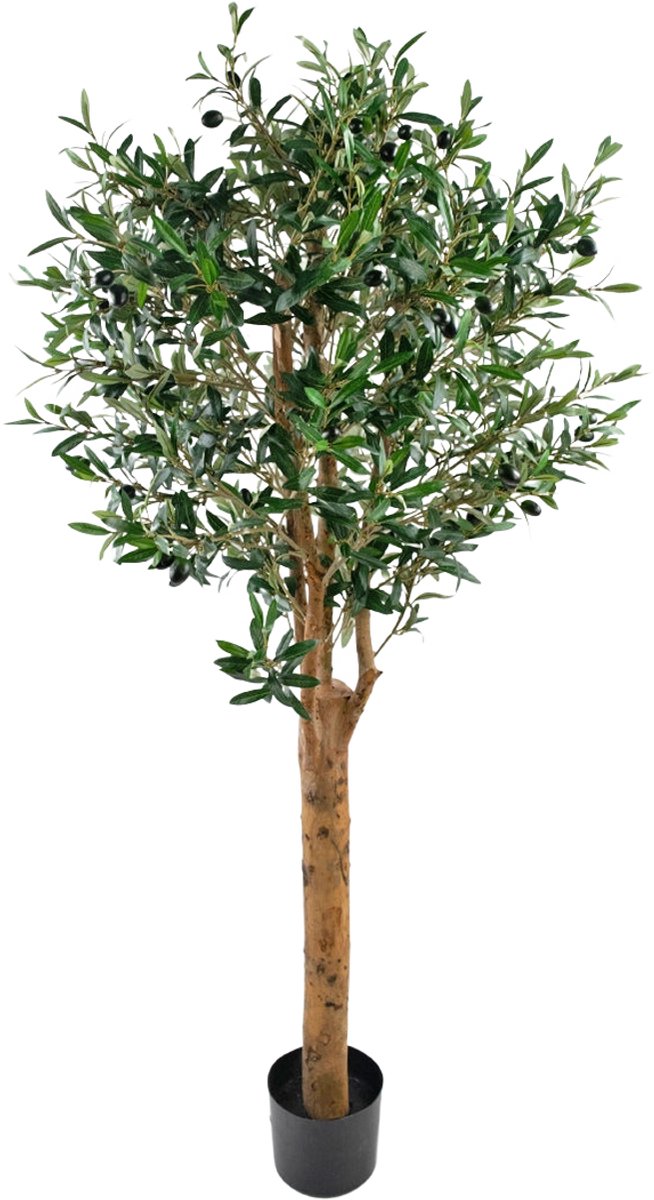 Easyplants | Kunst olijfboom UV 155 cm | Zijde | Olea | Olijfgroen