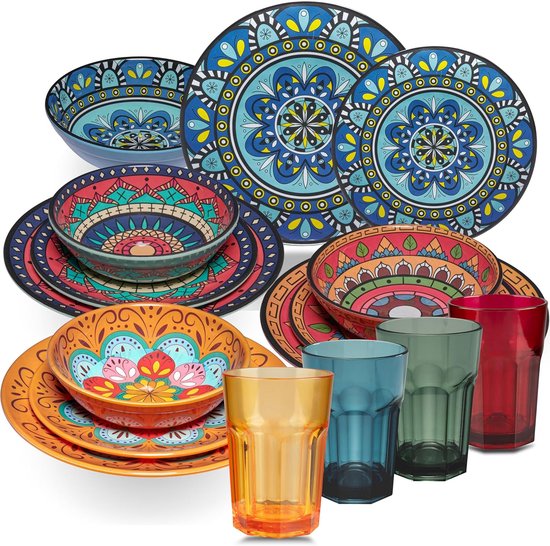 Melamine Mokken Set - Buiten Servies - Kamperen en Picknick - Mandala Design - 4 Stuks 350ml - Multicolor — afbeelding 4