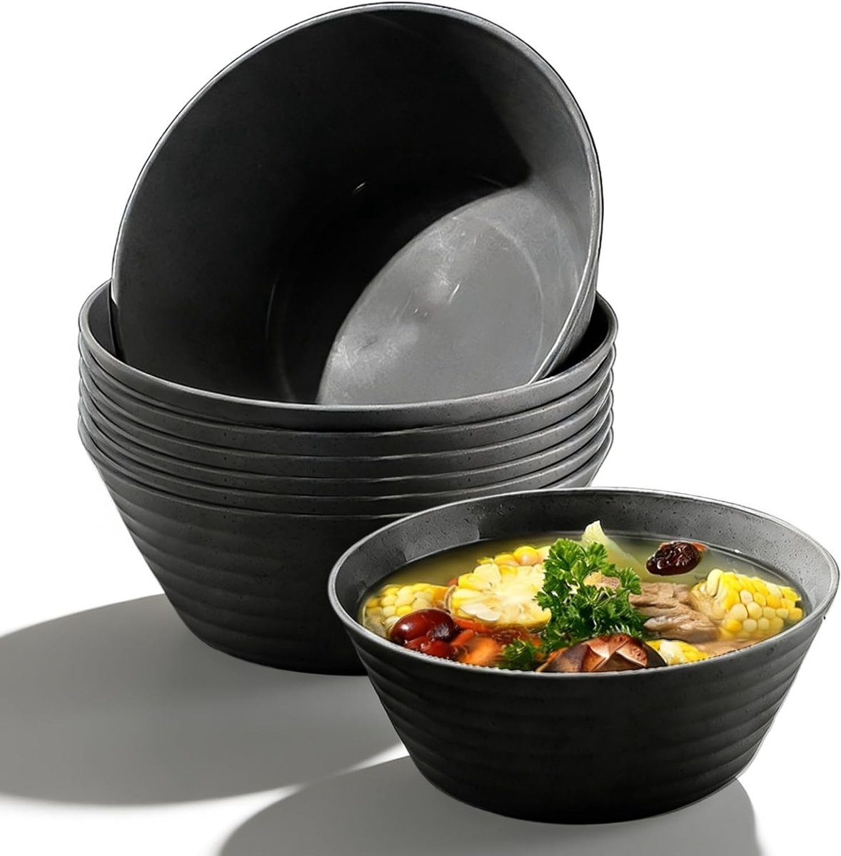 Set van 8 onbreekbare kommen van kunststof, 17,5 cm, ideaal voor soep, muesli en snacks