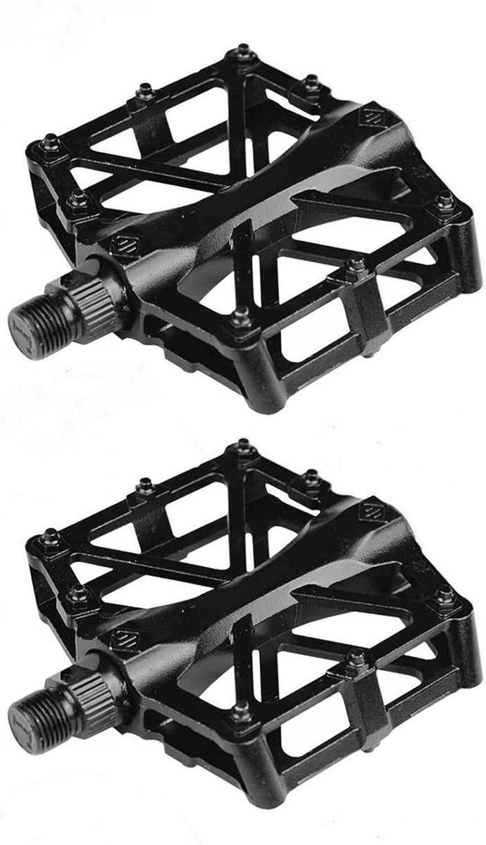Fiets Pedaalset - Aluminium Pedalen - Fietsen Buiten - X-vormig Ontwerp - 4.7x3.7 Inch - Zwart