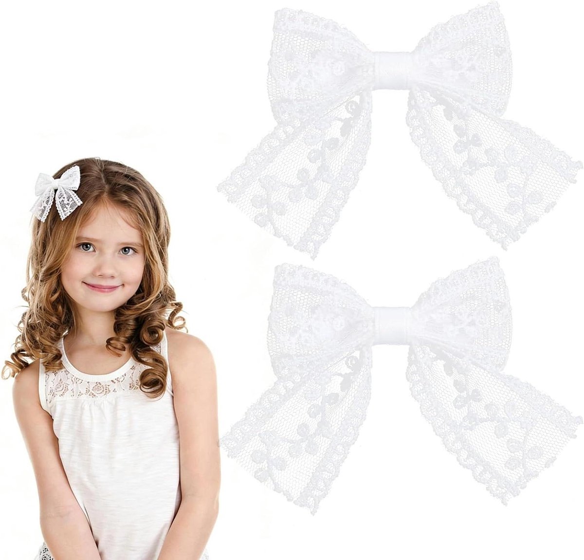 Strik Haarclips - Lace Strikken - Bruiloft Accessoire - Duurzaam Ontwerp - 2 Stuks - Wit