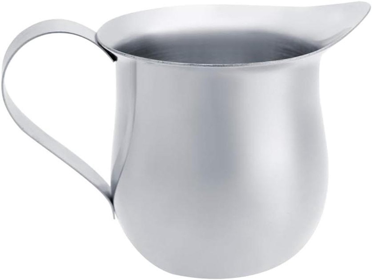 Melkopschuimer Kan Opschuimkan RVS Koffie Maken Druppelloze Tuit 240 ml Zilver