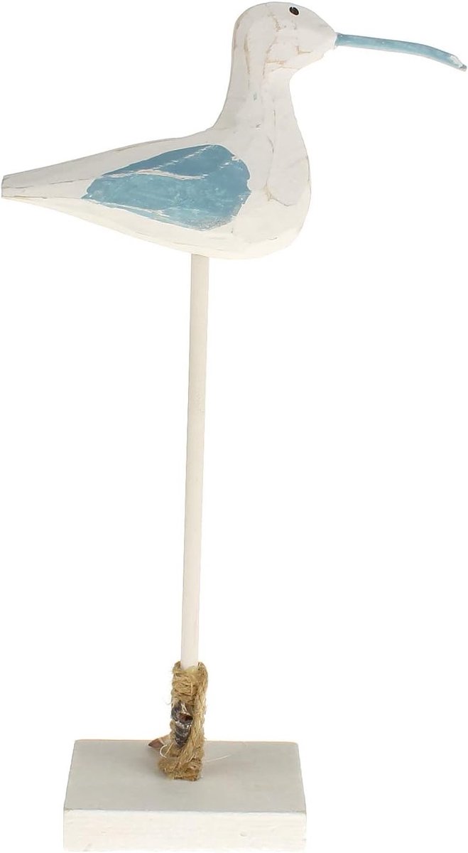 Decoratieve Houtenkleurige Zeemeeuw op Houten Basis van 28 cm voor Badkamerdecoratie en Maritieme Accenten