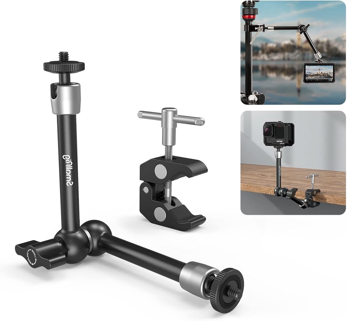 Verstelbare Friction Hinged Magic Arm met Super Clamp en 1/4" Schroef voor LCD Monitor en LED Verlichting - 2732B