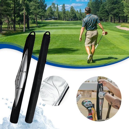 Flessenkoeler - Bierhoes voor golftas - Koelhoes - 90 × 8 cm - Slanke Bierkoeltas voor Golf - - Ruimte voor 7 Blikjes, Geïsoleerd - Draagbaar Outdoor Accessoire - Golfaccessoires - Voor bier en andere koude drankjes - Zwart — afbeelding 5