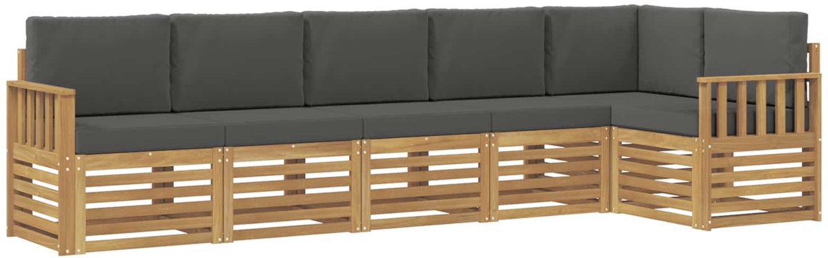 vidaXL Buiten - bank - set - 6 - st - 6-zits - Wit - en - antracietkleurig - Polyester Wit en antracietkleurig