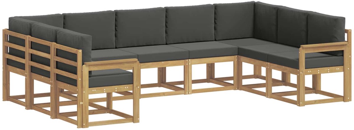 vidaXL Buiten - bank - set - 9 - st - 9-zits - Wit - en - antracietkleurig Wit en antracietkleurig