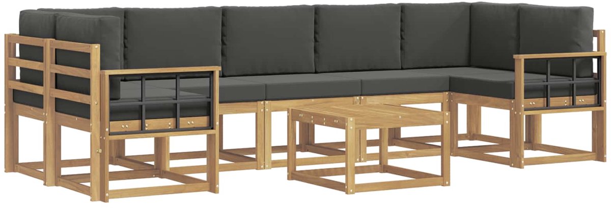 vidaXL Buiten - bank - set - 6 - st - 7-zits - Wit - en - antracietkleurig Wit en antracietkleurig