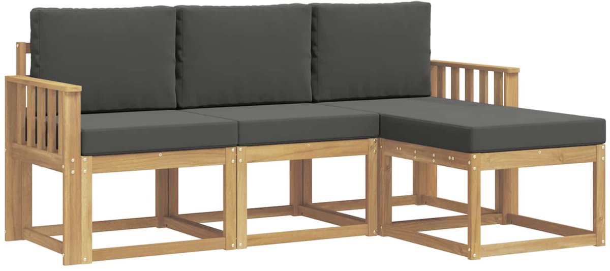 vidaXL Buiten - bank - set - 4 - st - Wit - en - antracietkleurig wit en antracietkleurig