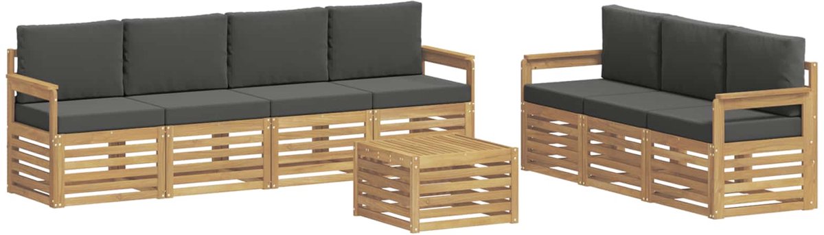 vidaXL Sofa-Sets - 8 - st - 7-zits - Wit - en - antracietkleurig - Polyester
