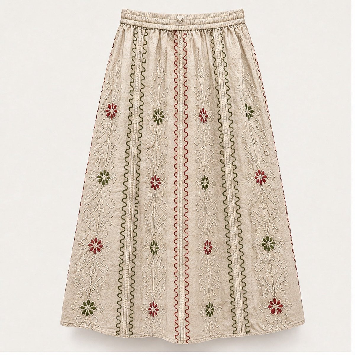 HS Ibiza Strandtas - Naturel Bloemen Borduursel Multicolor