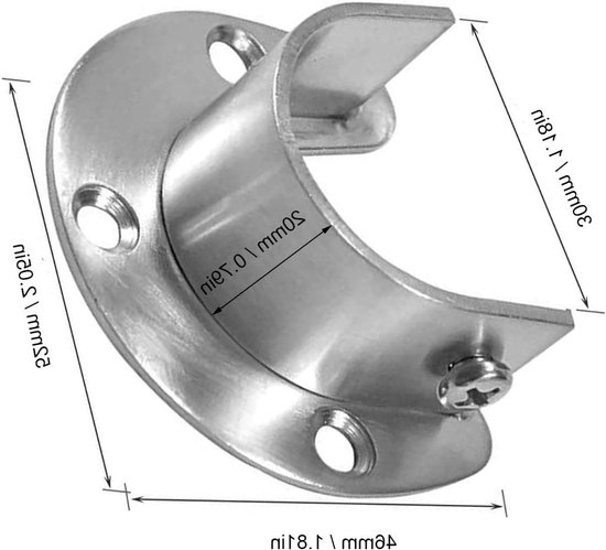 U-vormige Steun voor Stangen, 304 RVS Bushing Flenzen voor Kledingkast, Badkamer en Keuken - Set van 25MM voor Draagkrachtige Bevestiging — afbeelding 5