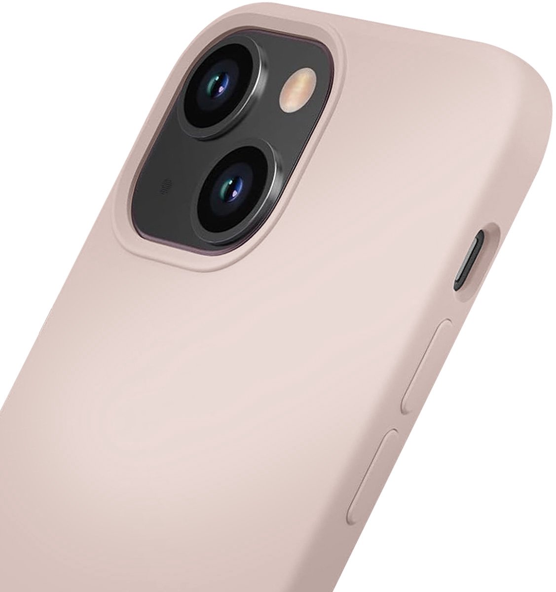 Jaym, Geschikt voor Apple iPhone 13 Mini Premium Siliconen Microvezel Hoesje, Roze