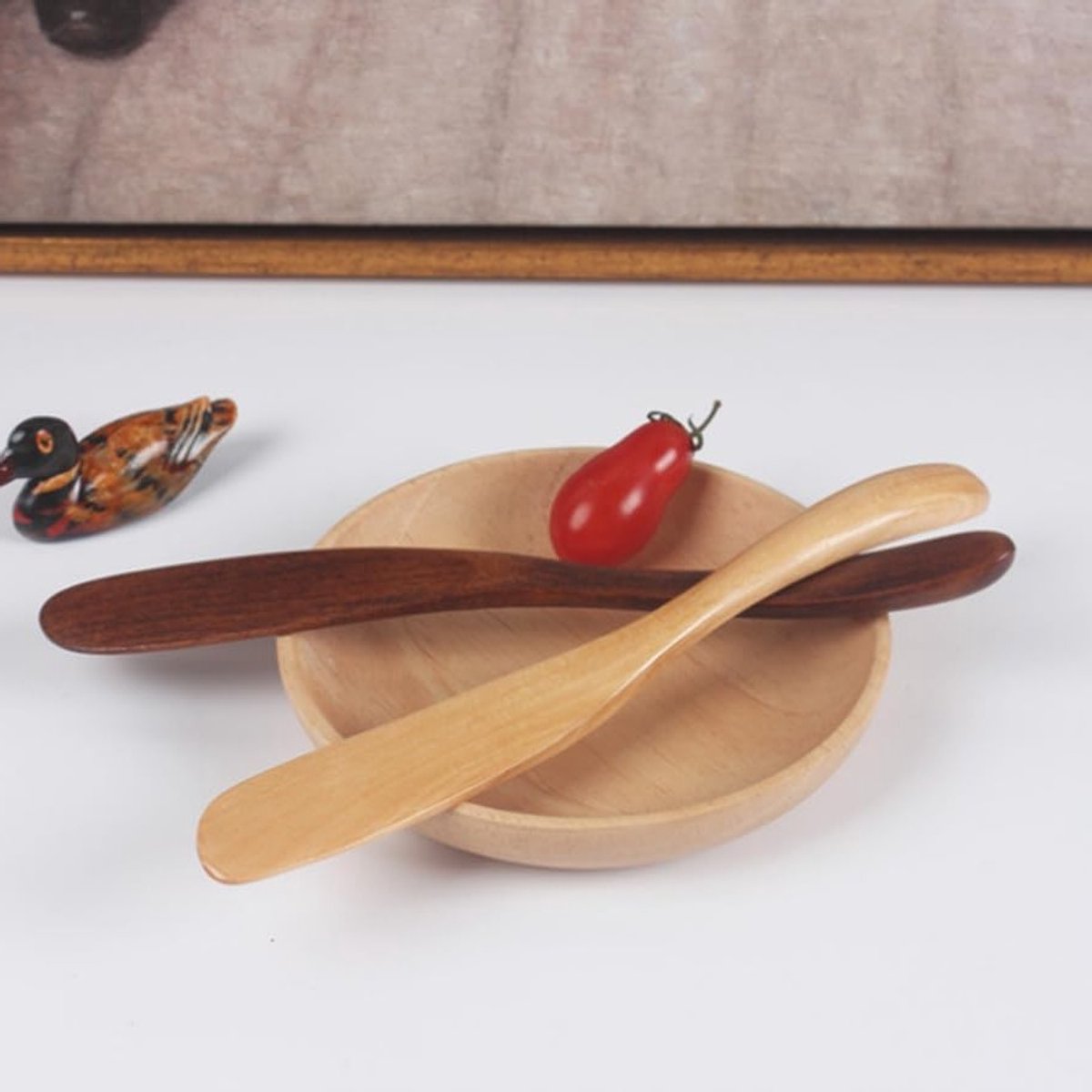 Houten Botermes en Spatel Set voor Jam, Kaas en Sandwiches - 2 Stuks Tafelgerei