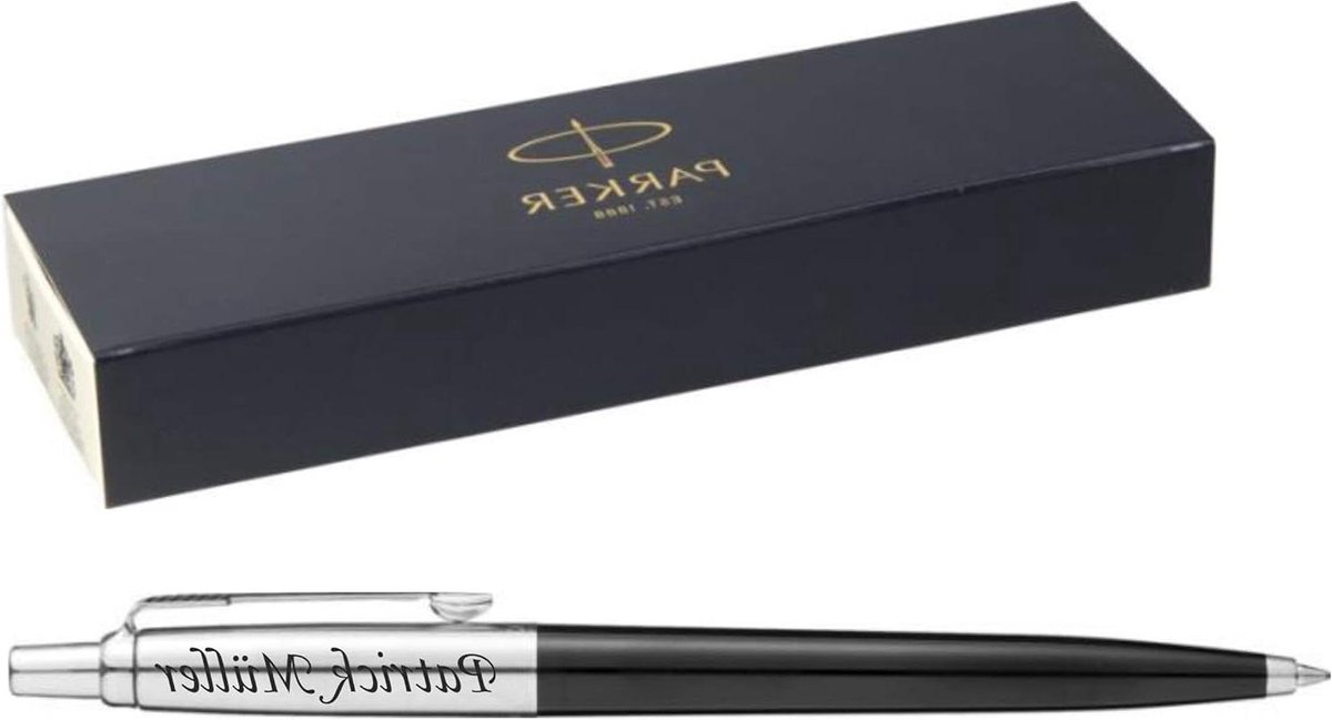 Balpen met Gravure - Pen Schrijfgerei - Persoonlijk Cadeau - Lasergravering op Maat - 13 cm - Zilver Zwart