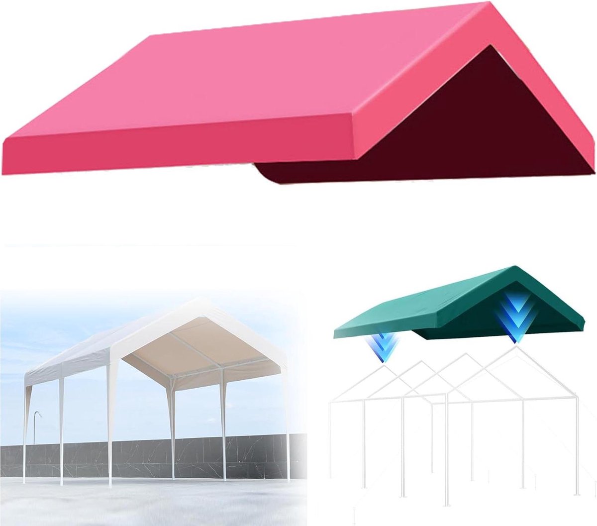 Carport Luifel Vervanging - Tent Cover - Bescherming Voertuig - Waterdicht UV Bestendig - 10x20 ft - Grijs