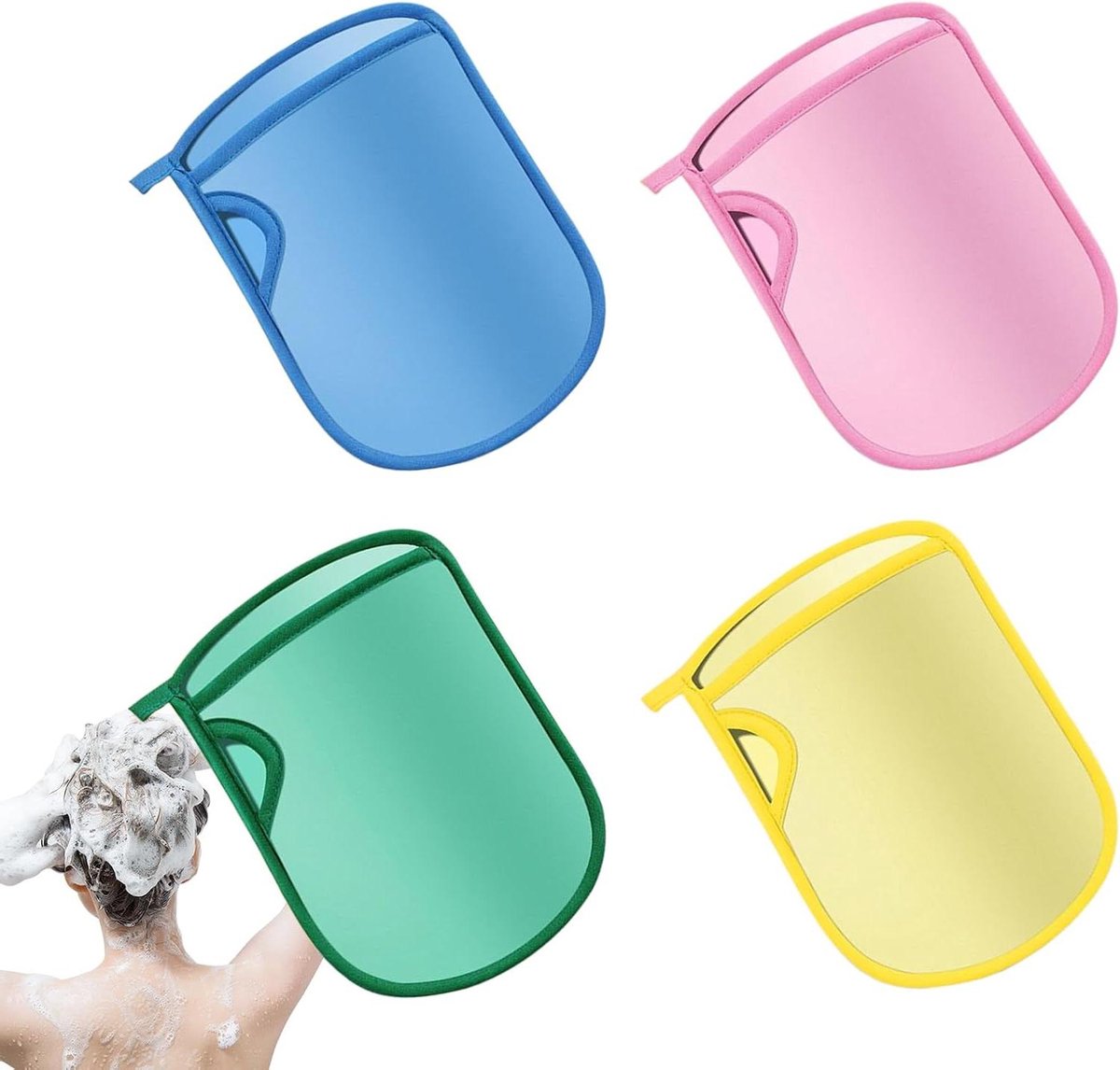 Scrub Handschoen - Peeling Handschoen - Huid Reinigen - Natuurlijke Ramie - 4 stuks - Mix