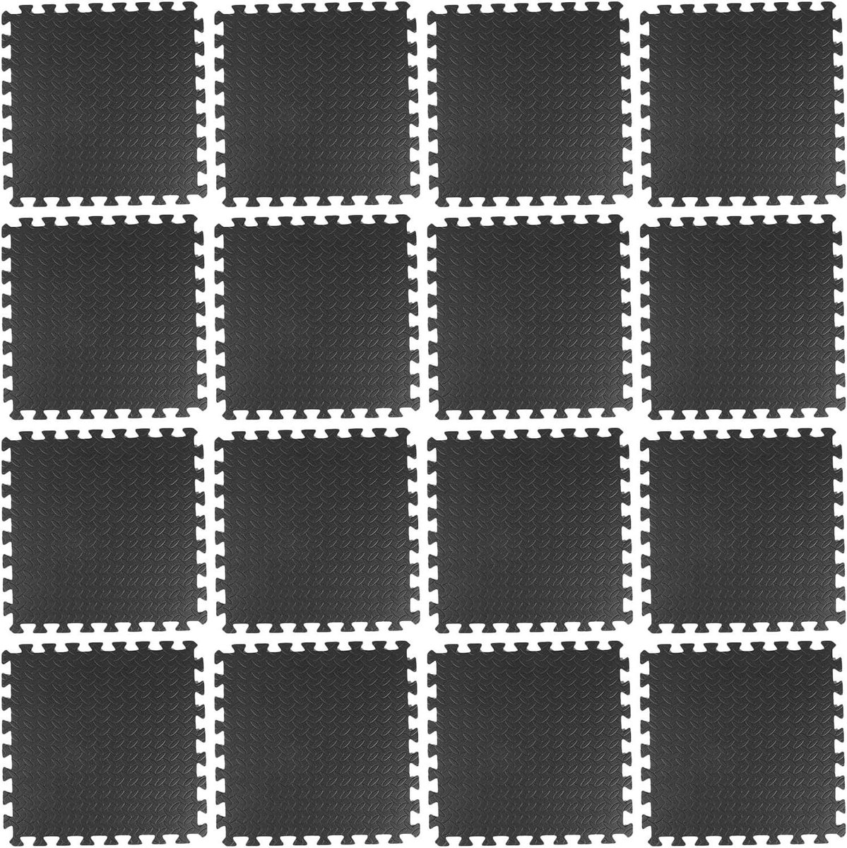 Puzzelmat Set - Vloerbescherming - Thuis Sporten - Schokabsorberend Schuim - 16 Stuks - Zwart