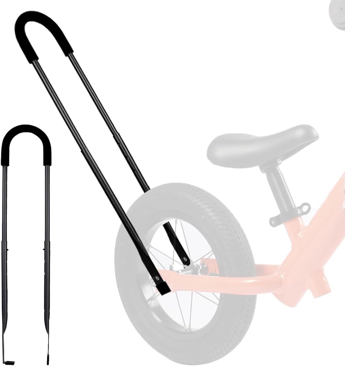 Kinderfiets Duwstang Leer Fietsen Kindertraining Verstelbare Lengte 74 cm Zwart