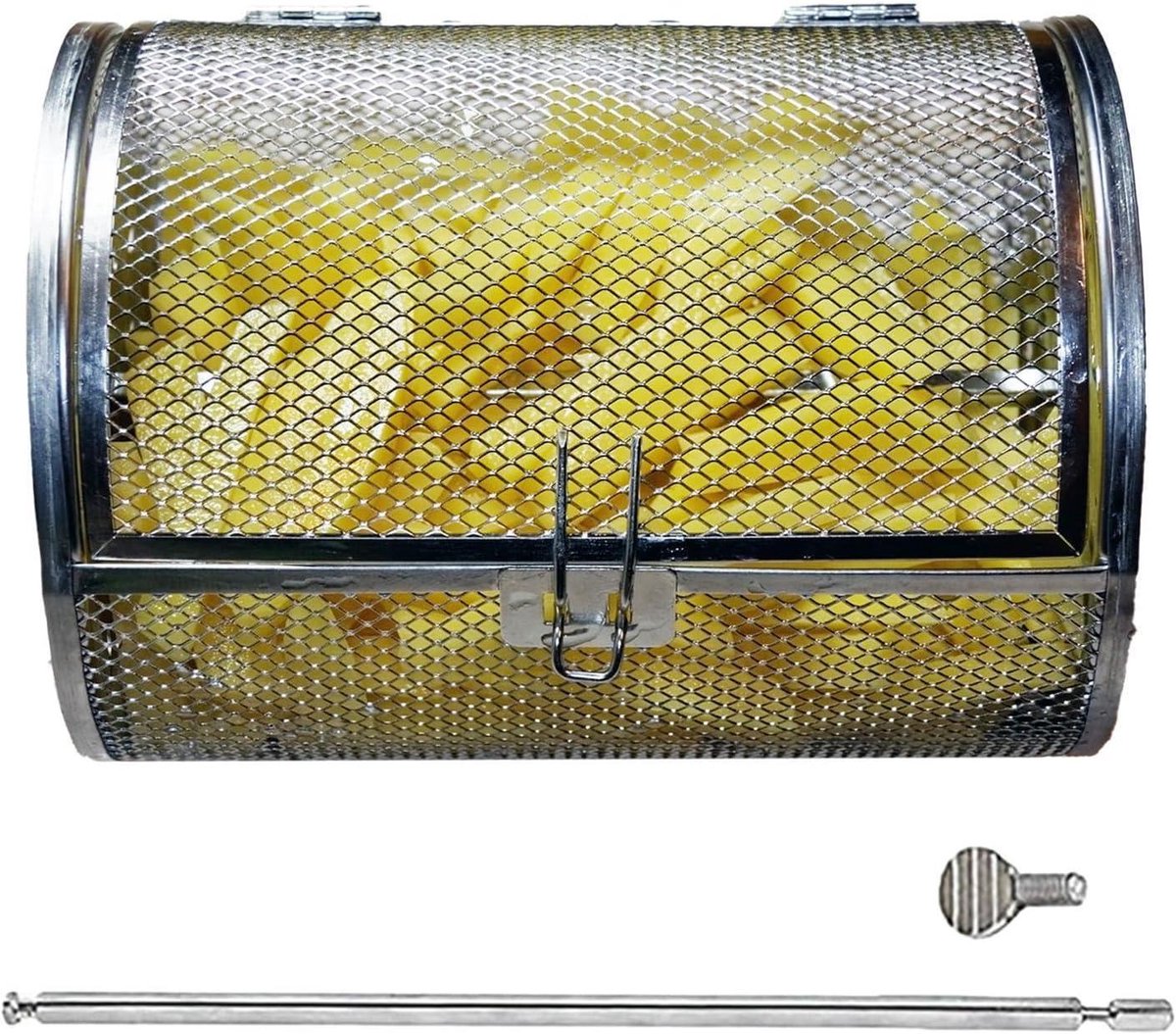 Luchtfriteuse Mand - Roterende Oven - Gelijkmatig Grillen - 360 Graden Rotatie - 12 x 23 cm - Zilver