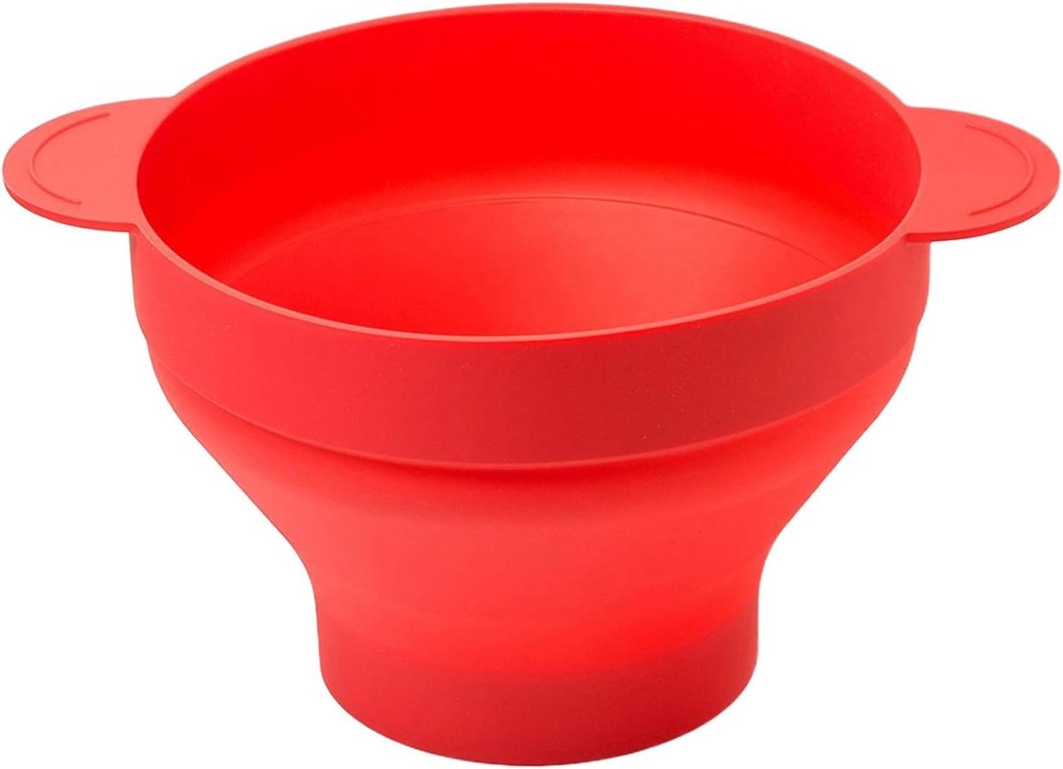 Popcornemmer - Snackkom - Filmavond - Opvouwbaar ontwerp - 24 x 20 cm - Rood
