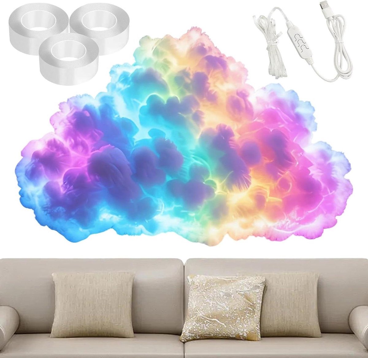 Led Plafondlamp - Stormlamp Sfeer - Ruimte Decoratie - Dynamische 3D Effecten - 600 cm - Wit