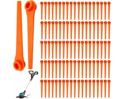 100 stuks kunststof messen, compatibel met grastrimmer Gardena EasyCut 23/18V, SmallCut 23/18V, ComfortCut 23/18V, reservemessen RotorCut voor Gardena grastrimmer en accutrimmer