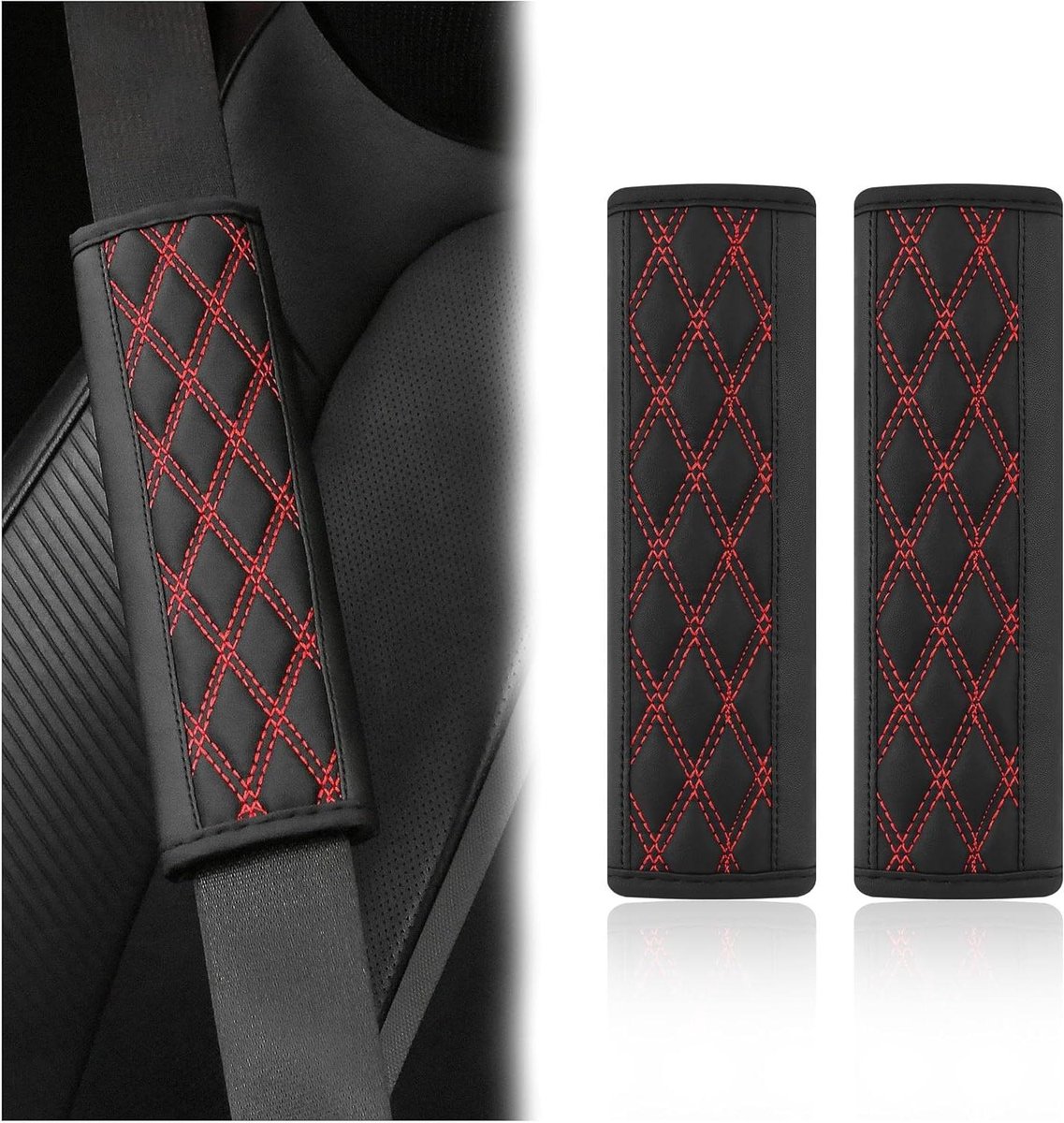 Gordelhoezen Set - Autogordel Beschermers - Comfortabel Rijden - Hoogwaardig Leer - 2 Stuks - Zwart