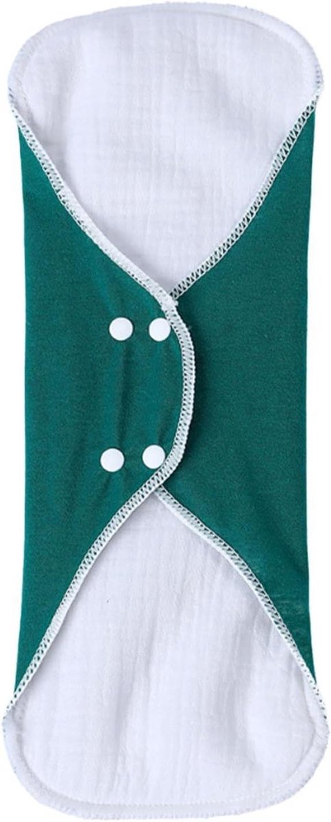Herbruikbaar Menstruatiekussentje - Wasbaar Inlegkruisje - Comfortabele Hygiëne - Meerlaagse Absorptie - L-formaat 22x28cm - Grijs Geel Groen