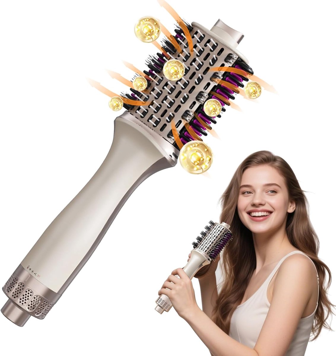 carmdering - Multifunctionele Heteluchtkam - 4-in-1 Föhnborstel - Haarstyler - Snel Drogen - Volume Creëren - Keramiek Met Toermalijn - Ionische Technologie - Voor Alle Haartypes - 1 Stuks