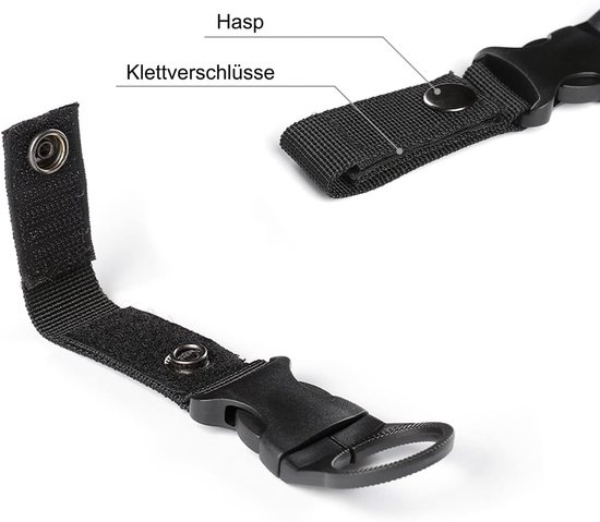 Water Bottle Clips - 4 stuks - Met Buckles - Portable Bottle Holder - Drink Hook - Water Bottle Buckle - Bottle Holder Clip - Clip voor waterfles - Hbuiten Accessoire - Voor Kamperen,Hiking,Reizen,Vissen - Zwart — afbeelding 3