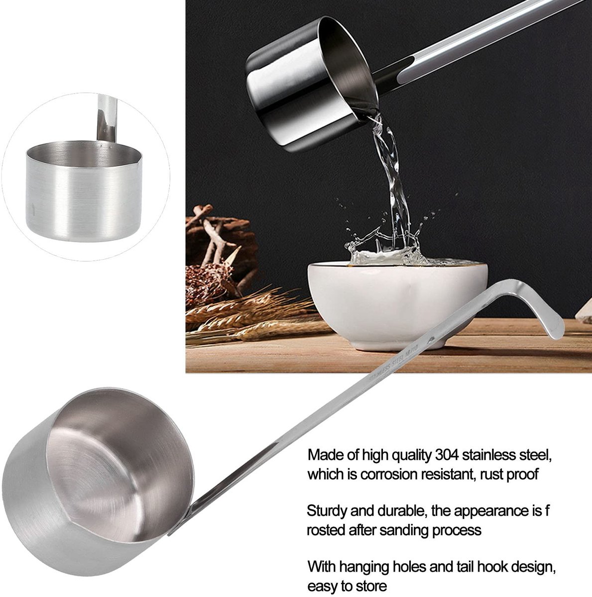 Solidchoice - Dailygoody - Pollepel Rvs - Wijn Lepel - Antidruppel Design - Zilver - Vaatwasserbestendig - Ideaal voor Wijn en Dranken - 250ML