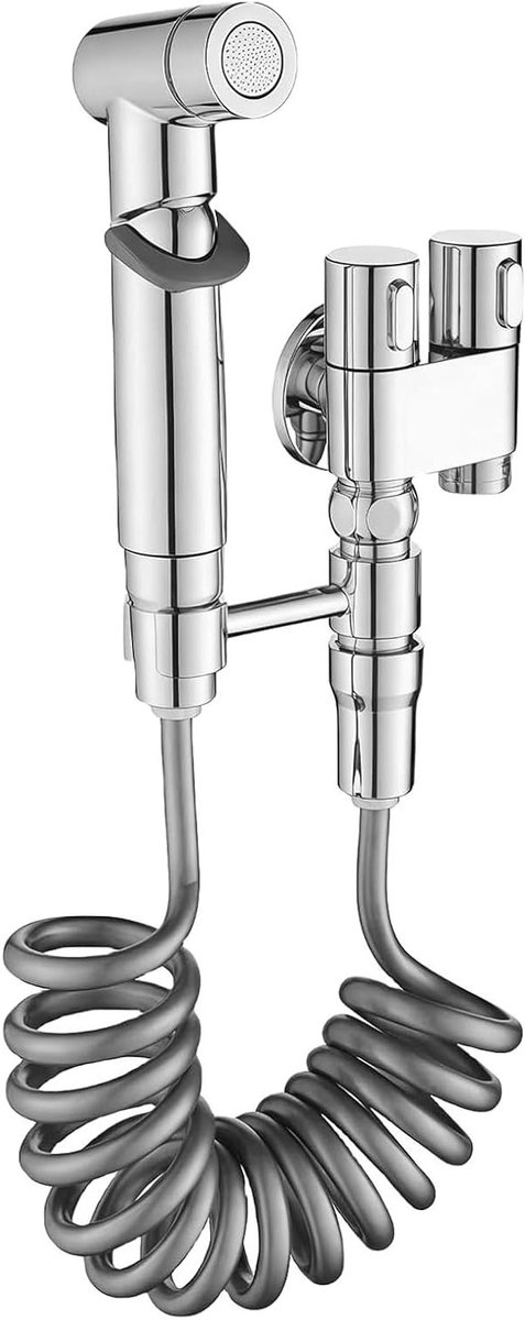 Handdouche voor Toilet: RVS Douche Set met Dubbele Controlekraan, Ideaal voor Badkamer, Dierenwassen en Hygiënische Reiniging