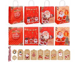 24 stuks papieren zakjes voor Kerstmis, ideaal voor cadeaus, feestelijke verpakking, 16 x 8 x 22 cm, kerstdecoratie, geschenkverpakking, eco-vriendelijk papier 24 stuks papieren zakjes voor Kerstmis, ideaal voor cadeaus, feestelijke verpakking, 16 x 8 x 22 cm, kerstdecoratie, geschenkverpakking, eco-vriendelijk papier
