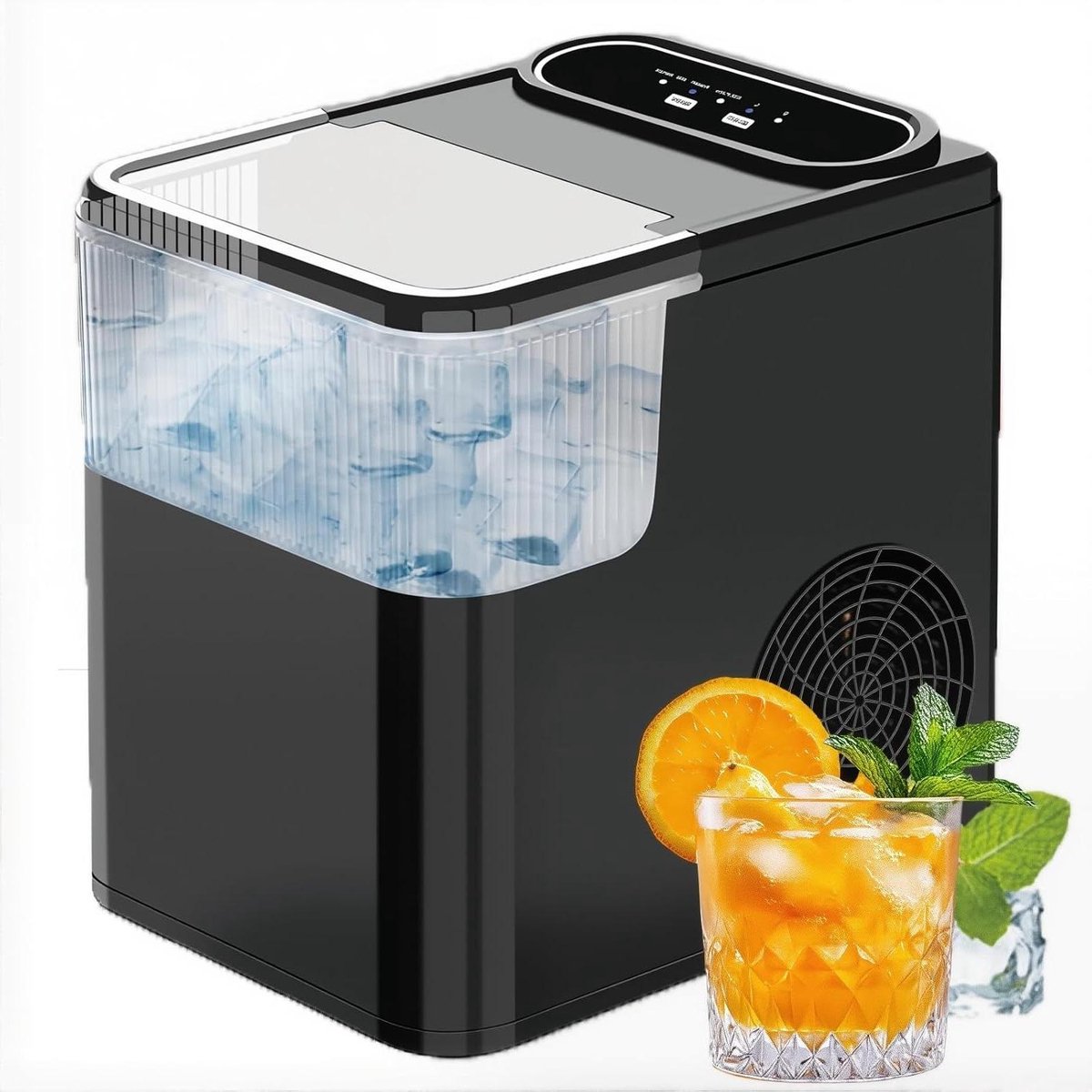 IJsblokjesmachine Nugget - Mini-vriezer Tafelblad - Drankjes Koelen - Snel 9 IJsblokjes - 1.4 Liter - Zwart