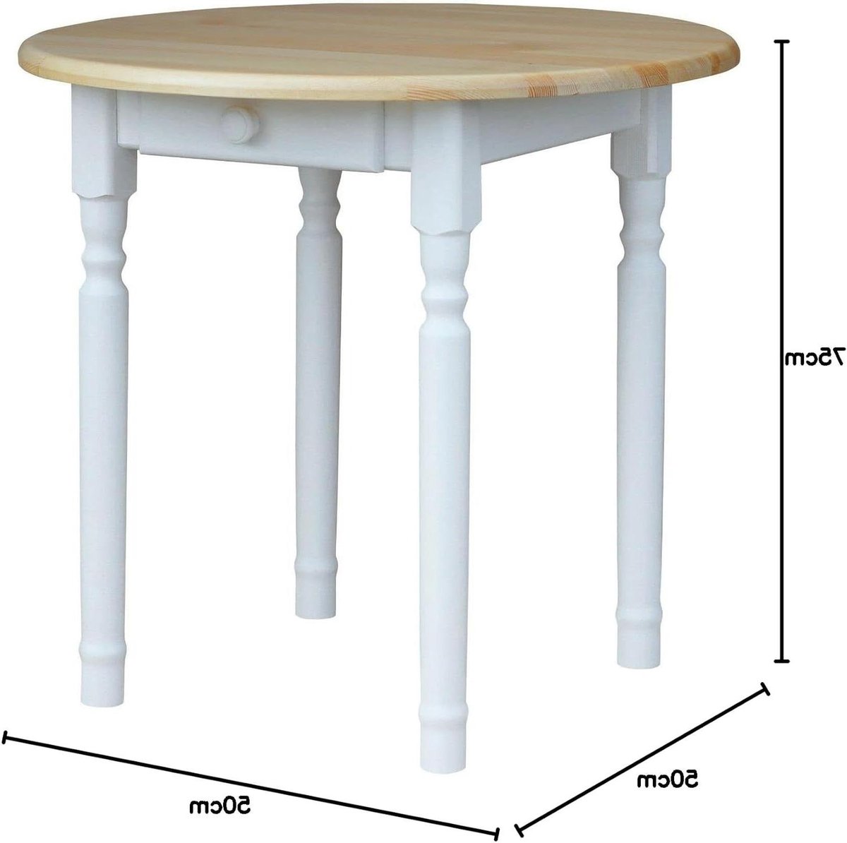 Ronde Eettafel - Keukentafel Houten Tafel - Gezellig Tafelen - Handgemaakt Grenenhout - 70 cm Diameter - Wit