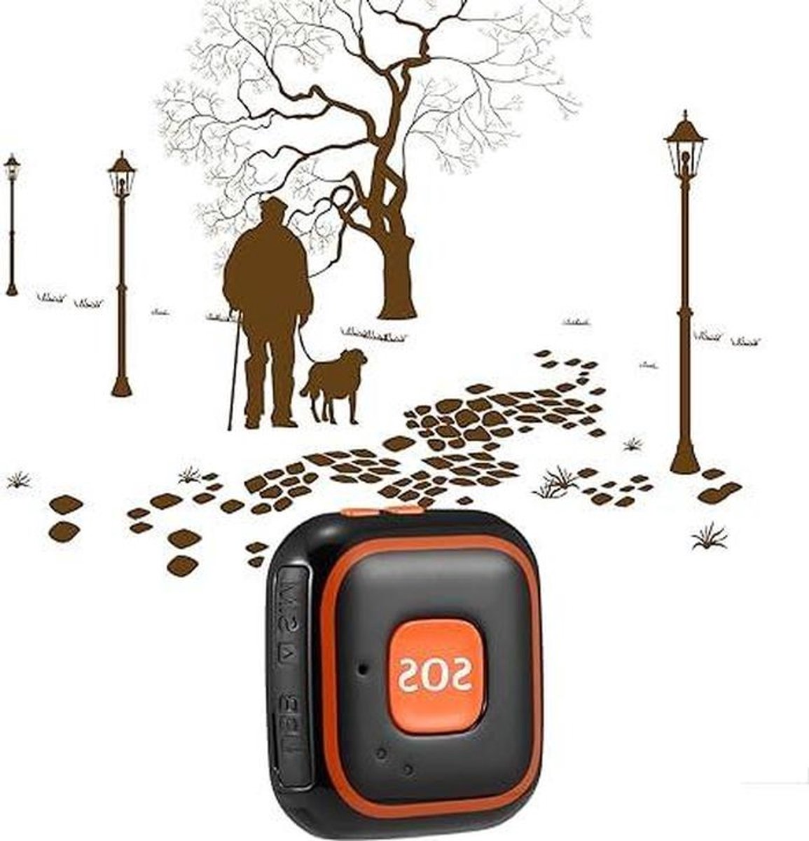 GPS Tracker Ouderen - Persoonlijke Alarm - Veiligheid Thuis - Val Alarm - 40.5 mm - Zwart