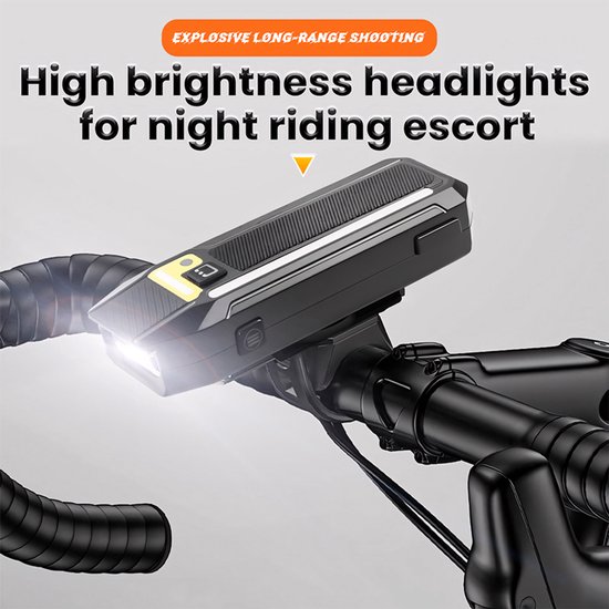 Fietslamp - Fietsverlichting Oplaadbaar - LED Fiets Voorlicht USB-C - Koplamp Fiets met Afstandsbediening - Claxon - RGB Zijverlichting - Lichtsensor - 2400 mAh — afbeelding 4
